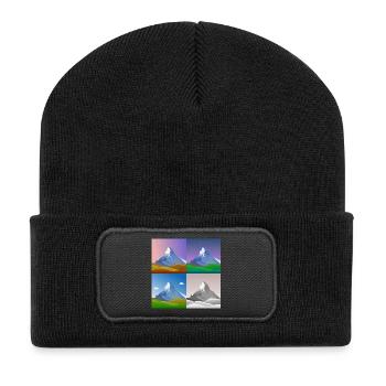 colorful mountains, Matterhorn, Switzerland, Alps, alps - Recycled Patch Beanie - black - Front