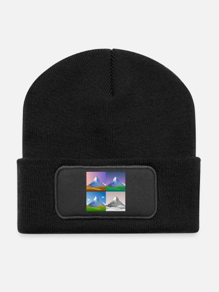 bunte Berge, Matterhorn, Schweiz, Alpen, alps - Recycelte Patch Beanie - Schwarz