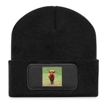 Highland cattle Cow Cows Cattle Farmer Farmers - Recycled Patch Beanie - black - Front