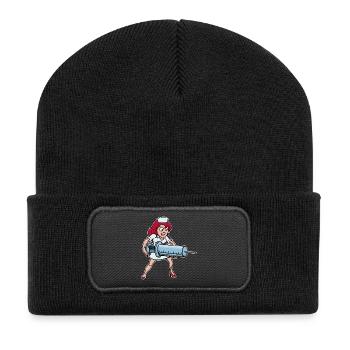 Syringe Vaccination Nurse Lustig Medicine - Recycled Patch Beanie - black - Front