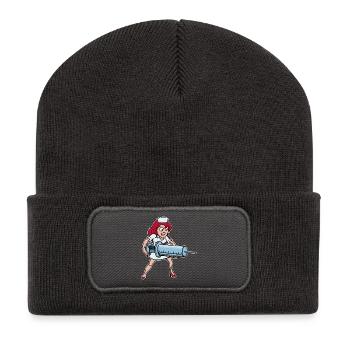 Syringe Vaccination Nurse Lustig Medicine - Recycled Patch Beanie - dark grey - Front