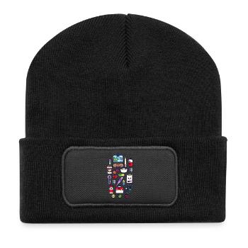 Krankenschwester Pfleger Betreuer Krankenpfleger - Recycelte Patch Beanie - Schwarz - Vorne