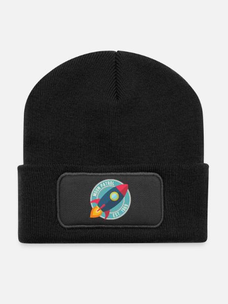 Rakete Moon Patrol Rocket - Recycled Patch Beanie - black