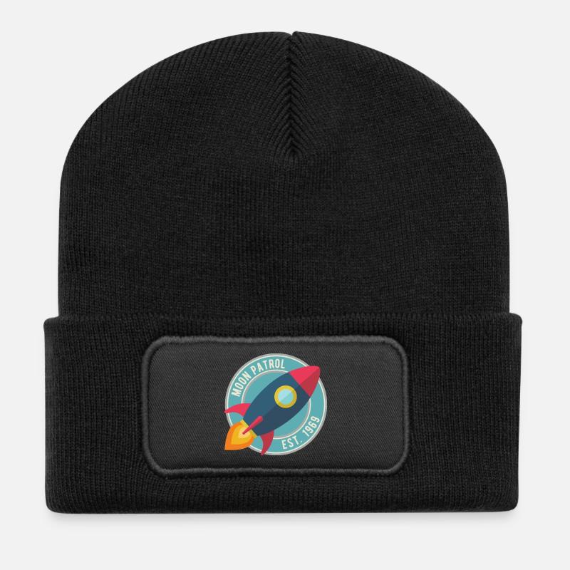 Rakete Moon Patrol Rocket - Recycled Patch Beanie - black