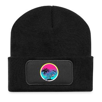 Gamer Gaming T Rex - Recycelte Patch Beanie - Schwarz - Vorne