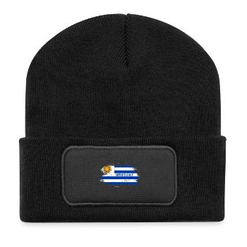 Uruguay Flaggen Design / Geschenkidee - Recycelte Patch Beanie - Schwarz - Vorne