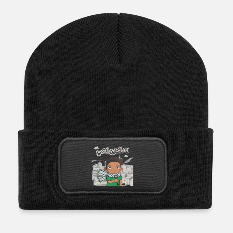 À la Palestine j'appartiens transparent - Beanie recyclé à patch - noir