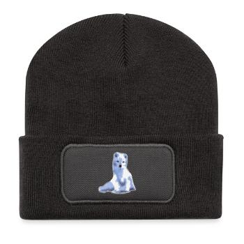arctic foxy / Arktisfuchs - Recycelte Patch Beanie - Dunkelgrau - Vorne