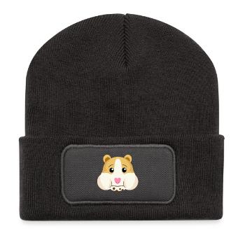 Lustiges niedliches Baby Hamster Meerschweinchen Emoji Emoticon - Recycelte Patch Beanie - Dunkelgrau - Vorne