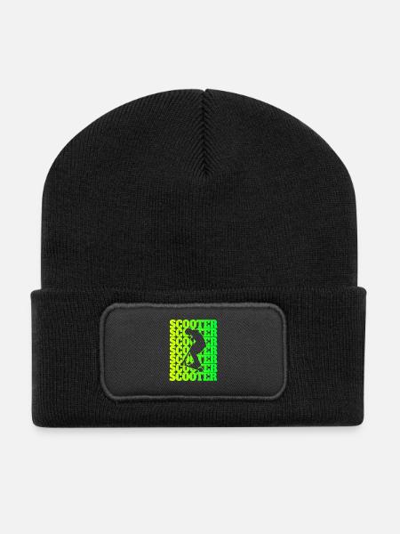 Scooter Sport Design / Gift Idea - Recycled Patch Beanie - black