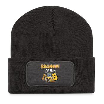 Brummmm Ich Bin 5 Jahre Bagger - Recycelte Patch Beanie - Dunkelgrau - Vorne