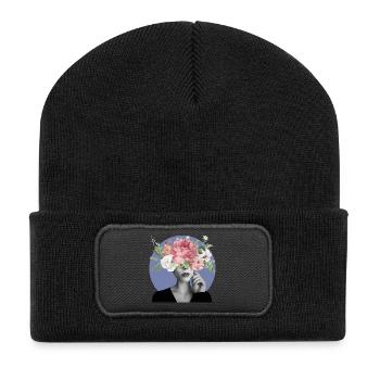 Flowery Head - Beanie recyclé à patch - noir - Devant