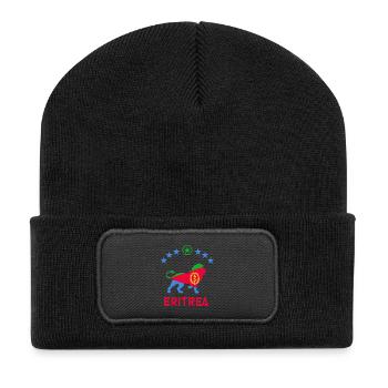 Eritrea Löwen Design - Recycelte Patch Beanie - Schwarz - Vorne
