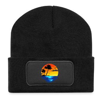 Vacances plage plage vacances île océan caraïbes - Beanie recyclé à patch - noir - Devant