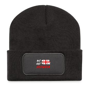 We are Georgia Design / idée cadeau - Beanie recyclé à patch - charbon - Devant