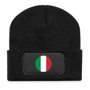 Autocollant rond drapeau de l'Italie Aufkleber sticker - Beanie recyclé à patch - noir - Devant