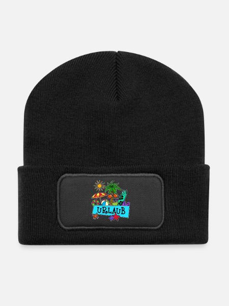 Urlaub Ferien Karibik Paradies Beachparty Strand - Recycelte Patch Beanie - Schwarz