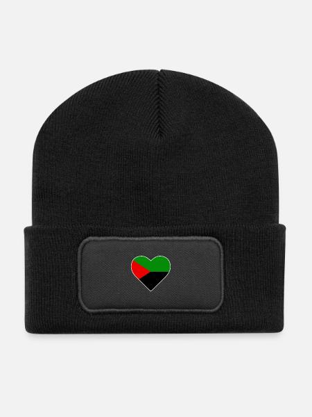 Coeur rouge vert noir couleur drapeau Martinique - Beanie recyclé à patch - noir