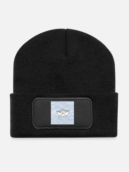 Paper ship - Recycled Patch Beanie - black