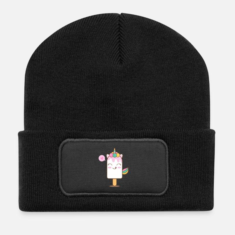 Unicorn Enchanted Popsicle - Recycled Patch Beanie - black
