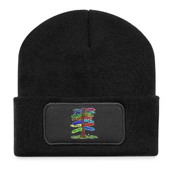 Partez en voyage vacances vacances été - Beanie recyclé à patch - noir - Devant
