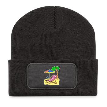 Sun Sea Beach Summer Palm Trees Relax Vacances - Beanie recyclé à patch - charbon - Devant