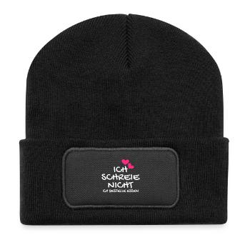 Ich schreie nicht ich bestelle Essen Geschenk Baby - Recycelte Patch Beanie - Schwarz - Vorne