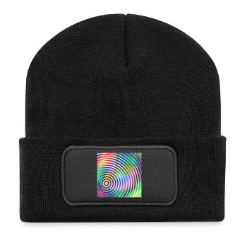 Colored rounds 3d - Recycelte Patch Beanie - Schwarz - Vorne