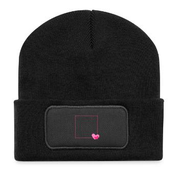 Heart Frame Ornament Line Customizable - Recycled Patch Beanie - black - Front