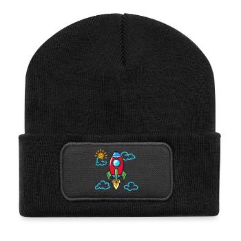School start of school launch rocket school school day - Recycled Patch Beanie - black - Front