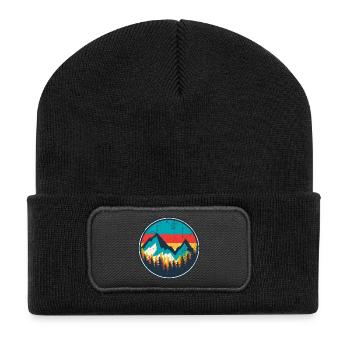 Aurora Ridge Mountain Sunset - Recycled Patch Beanie - black - Front