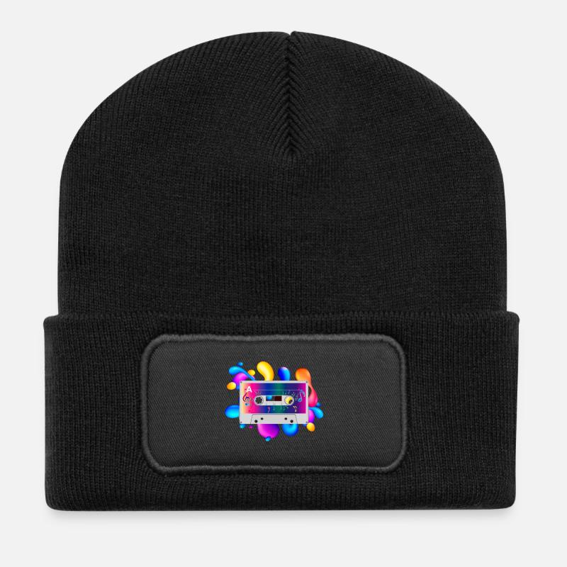 Kassette - Recycelte Patch Beanie - Schwarz
