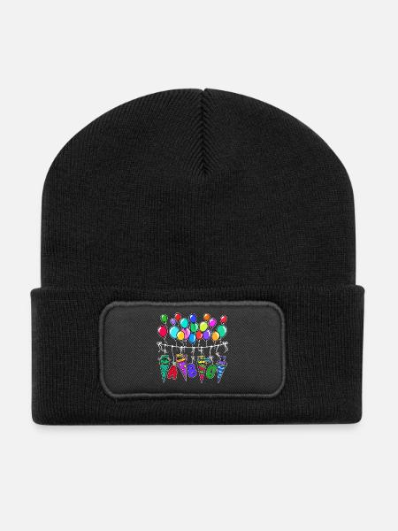 Luftballon Schultüte Schulbeginn Schule Zuckertüte - Recycelte Patch Beanie - Schwarz