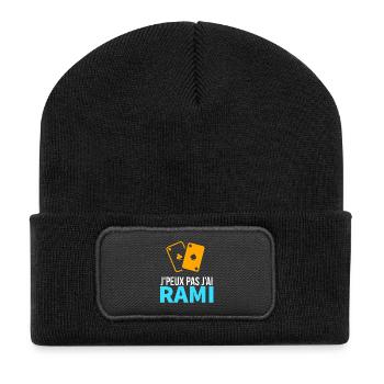 Jeu de cartes Le Rami - Beanie recyclé à patch - noir - Devant