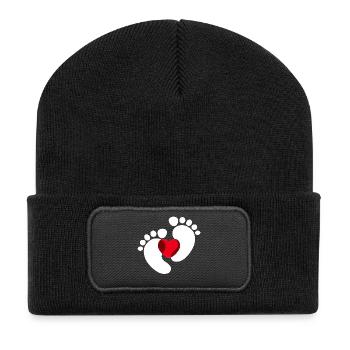 Baby Feet Baby Pregnant Heart - Recycled Patch Beanie - black - Front