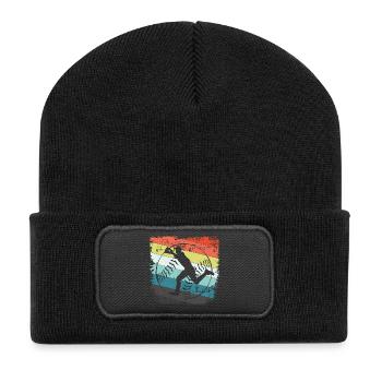 Baseball Baseballspieler - Recycelte Patch Beanie - Schwarz - Vorne