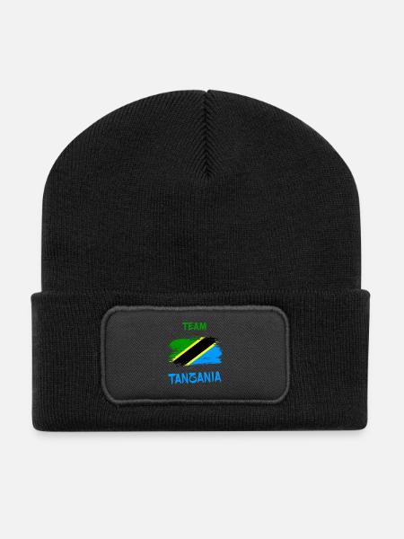 Team Tansania Flaggen Design - Recycelte Patch Beanie - Schwarz