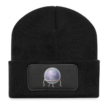 Wahrsager Kugel Mystisches Design - Recycelte Patch Beanie - Schwarz - Vorne