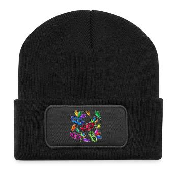 Kostüm Masken Karneval Fasching - Recycelte Patch Beanie - Schwarz - Vorne