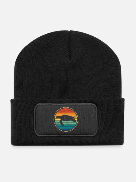 Schildkröte Meeresschildkröte - Recycelte Patch Beanie - Schwarz