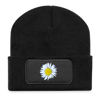 Marguerites - Beanie recyclé à patch - noir - Devant