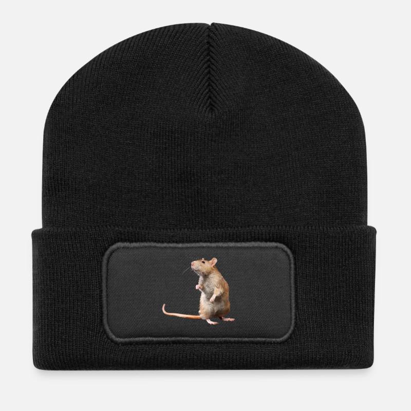 Maus - Recycelte Patch Beanie - Schwarz