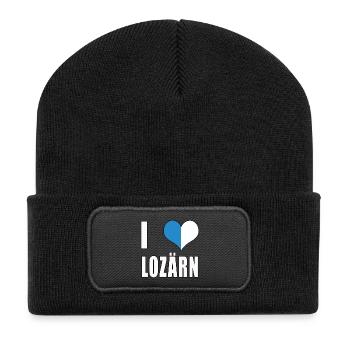 i love Lozärn Luzern Amour coeur Suisse cadeau - Beanie recyclé à patch - noir - Devant