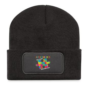 Voir le monde sous différents angles - Beanie recyclé à patch - charbon - Devant