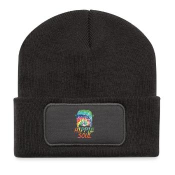 Bunte Hippie Van Friedenssymbol Hippie - Recycelte Patch Beanie - Dunkelgrau - Vorne
