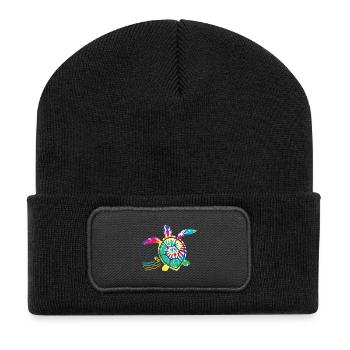 Hawaii Tie Dye Meeresschildkröte Schildkröte Liebhaber - Recycelte Patch Beanie - Schwarz - Vorne