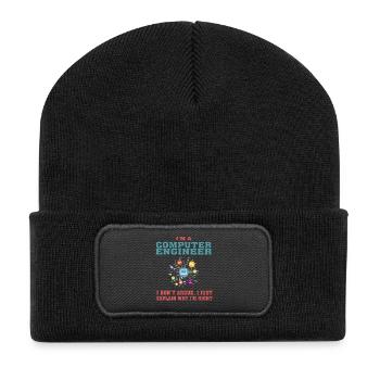 Citation amusante d’ingénierie informatique pour Computer Engi - Beanie recyclé à patch - noir - Devant