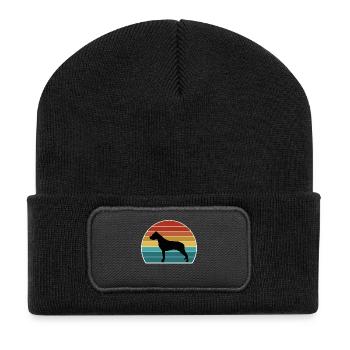 Argentino Dog Silhouette Vintage Sunset for Dog Lo - Recycled Patch Beanie - black - Front