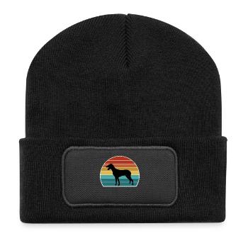 Greek Harehound Dog Silhouette Vintage Sunset for - Recycled Patch Beanie - black - Front