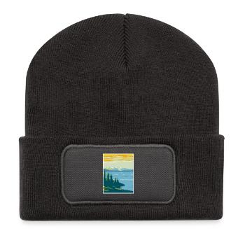 Yellowstone Lake à Yellowstone WPA Poster Art Dec - Beanie recyclé à patch - charbon - Devant